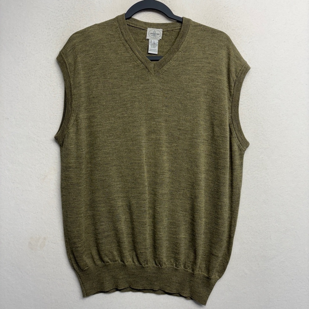 Linea Uomo Green 100% Merino Wool Pullover‎ Vest Green Italy Men's L / 52